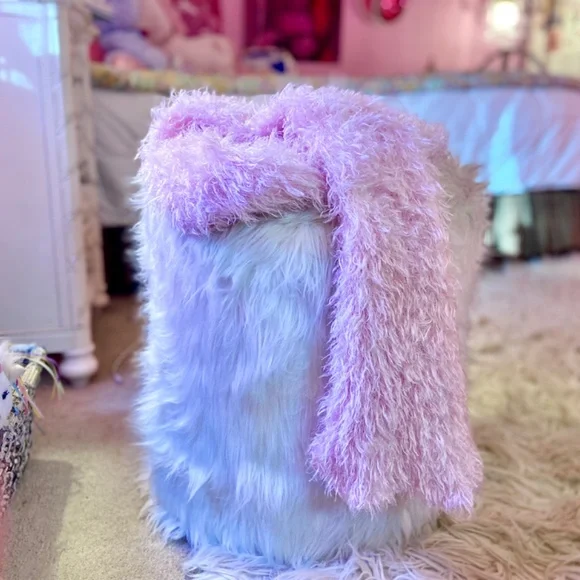 Y2k Vintage Sharpay Evans Novelty Faux Fur Fluffy Cotton Candy Pink Scarf Women - Picture 2 of 3